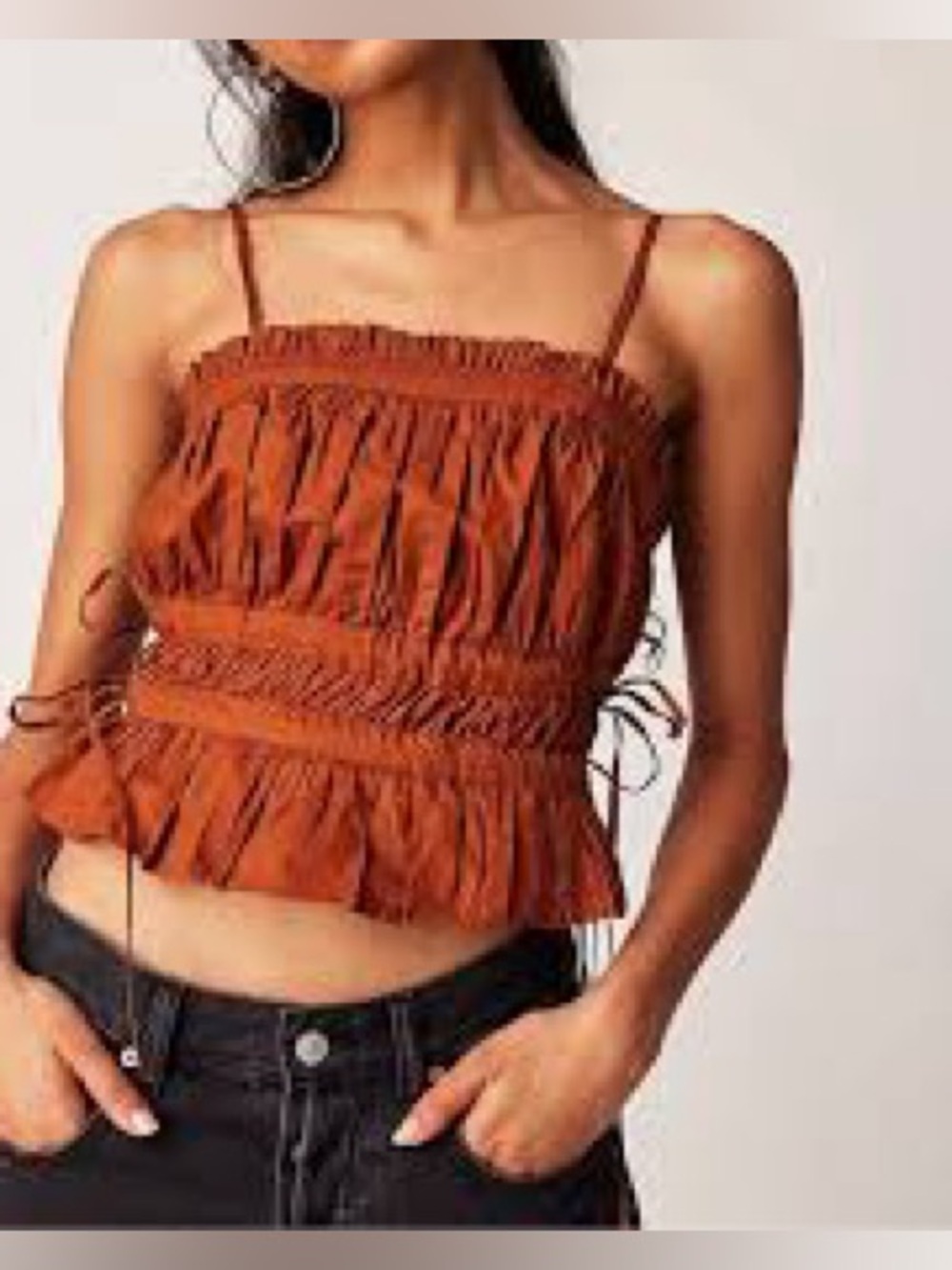 Free People Gabby Tube Cropped Top - Terracotta -XSMALL - Removable Straps
